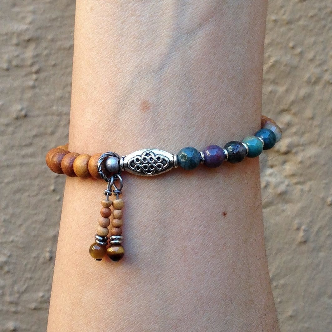 Bracelets - Sandalwood And Jasper Mala Style Bracelet