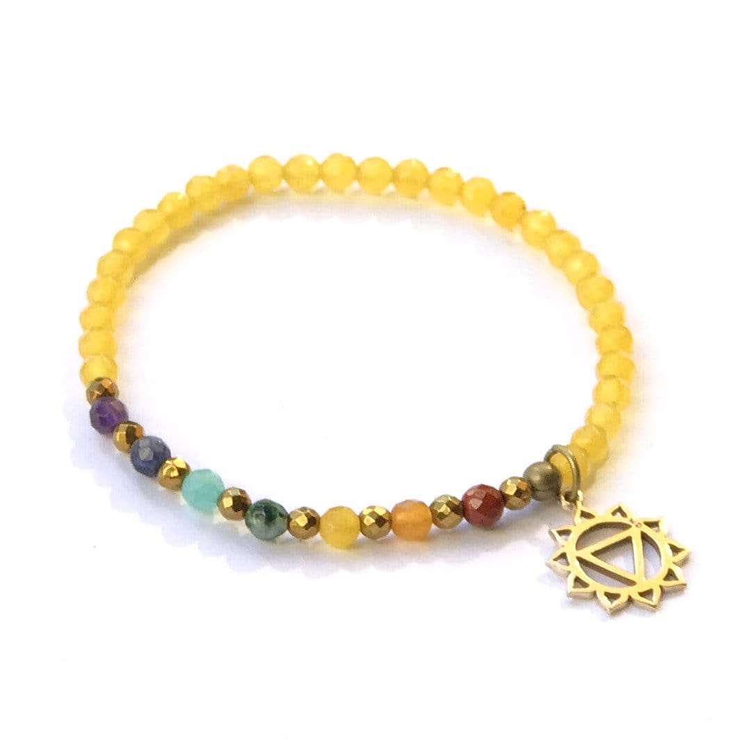 Bracelets - Solar Plexus Chakra Delicate Bracelet, With Chakra Gemstones And Yellow Jade