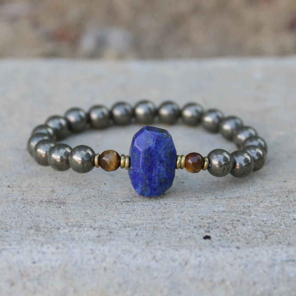 Bracelets - Strength And Intuition - Pyrite And Lapis Lazuli Bracelet