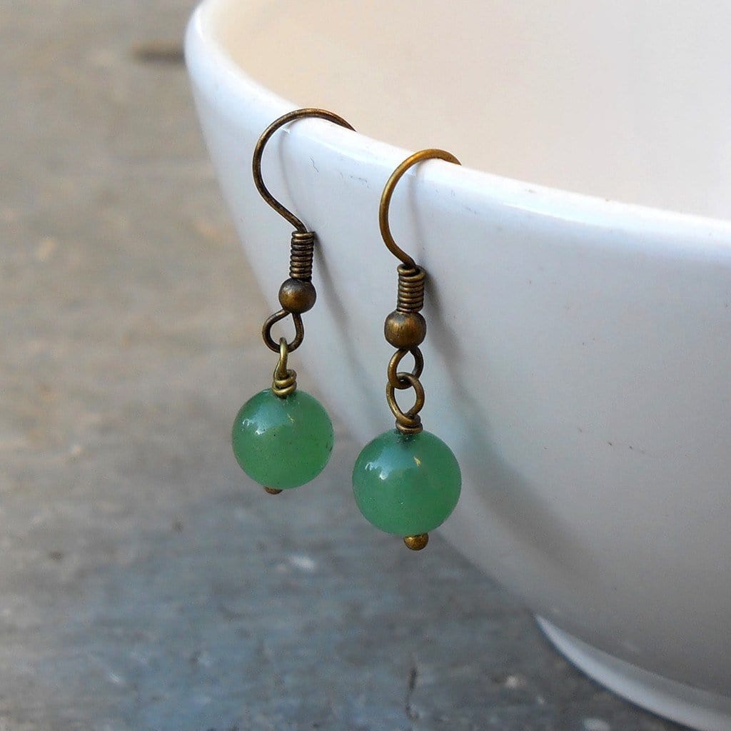 Earrings - Balance, Genuine Aventurine Gemstone Earrings