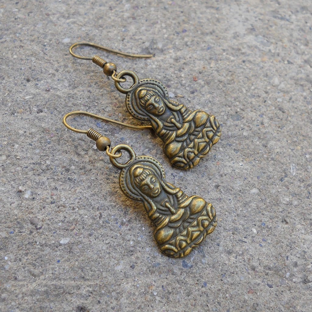 Buddha Antique Brass Buddha Earrings