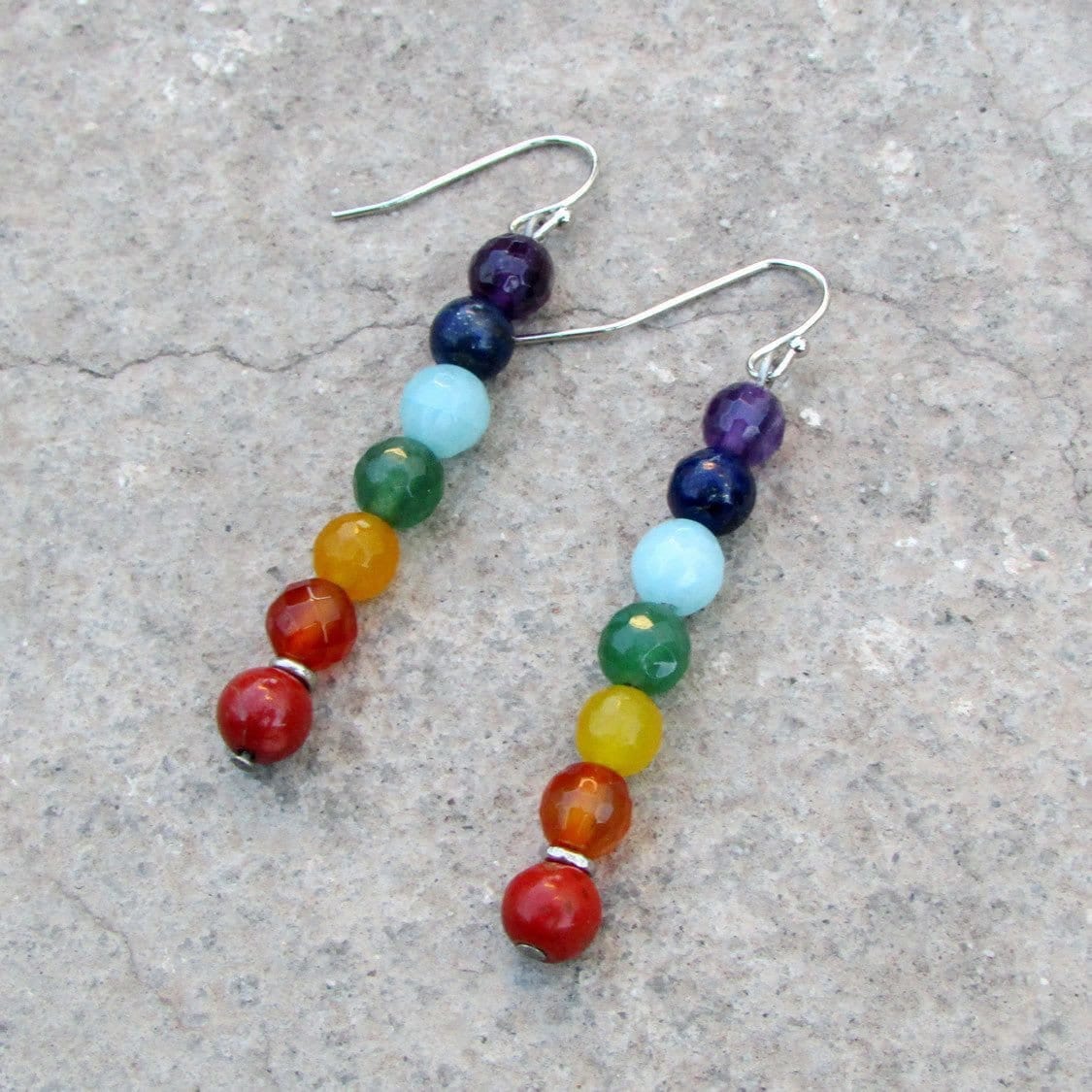 Earrings - Chakras, Genuine Chakra Gemstone Earrings