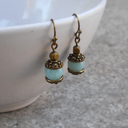 Earrings - Communication, Throat Chakra, Genuine Amazonite Gemstone Earrings