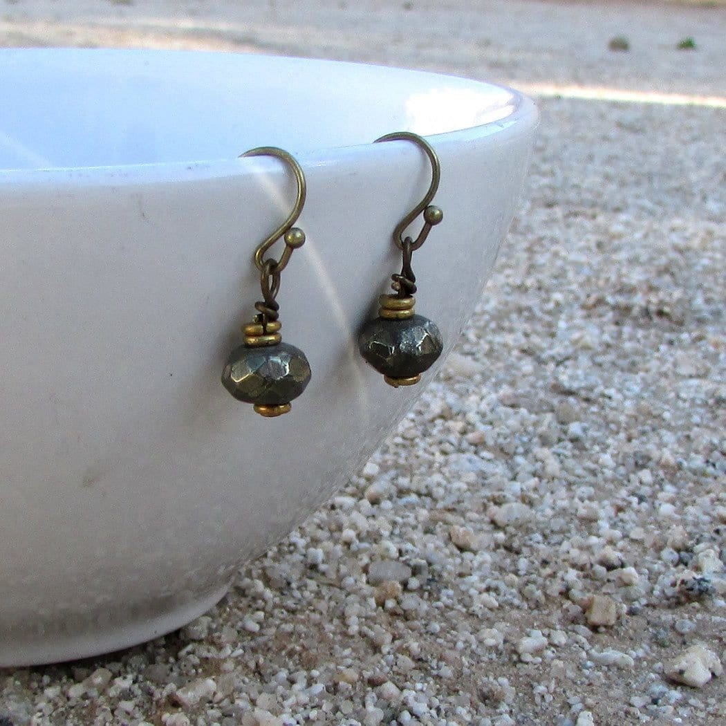 Earrings - Confidence And Persistence, Genuine Pyrite Faceted Earrings