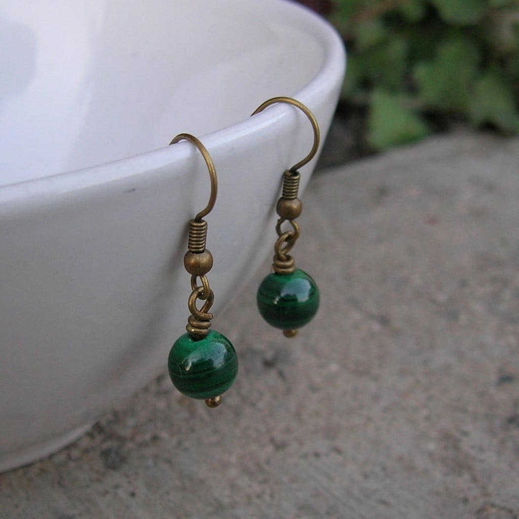 Earrings - Intuition, Genuine Malachite Gemstone Earrings