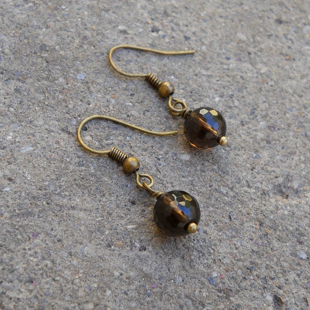 Earrings - Positivity, Genuine Smoky Quartz Gemstone Earrings