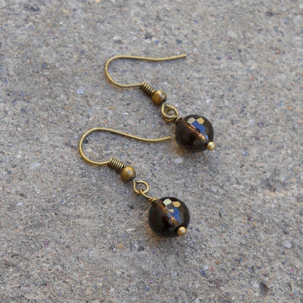 Earrings - Positivity, Genuine Smoky Quartz Gemstone Earrings