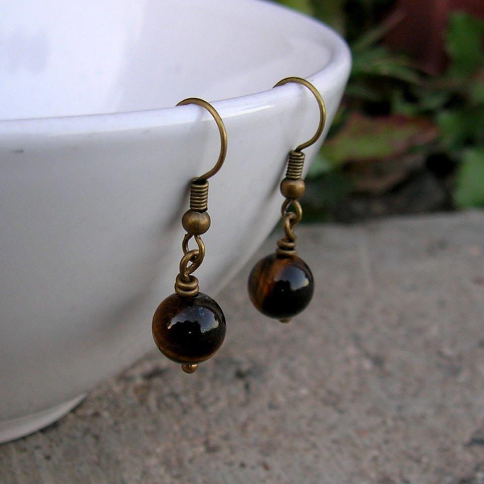 Earrings - Prosperity, Genuine Tiger's Eye Gemstone Earrings