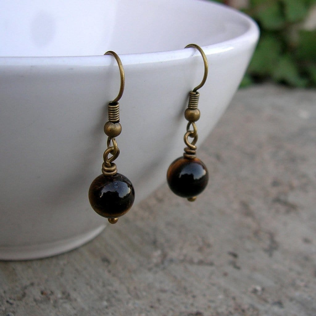 Earrings - Prosperity, Genuine Tiger's Eye Gemstone Earrings