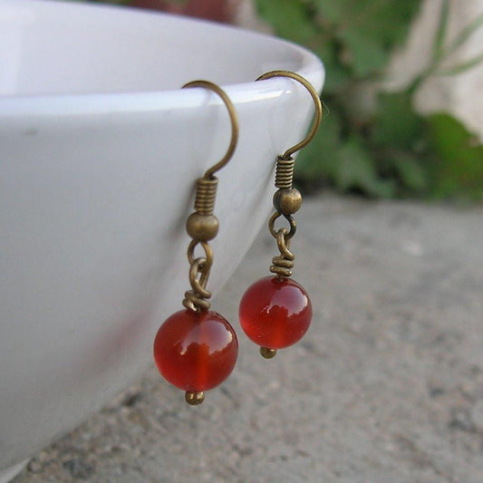 Earrings - Stability, Genuine Carnelian Gemstone Earrings