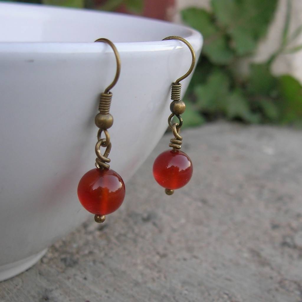 Earrings - Stability, Genuine Carnelian Gemstone Earrings