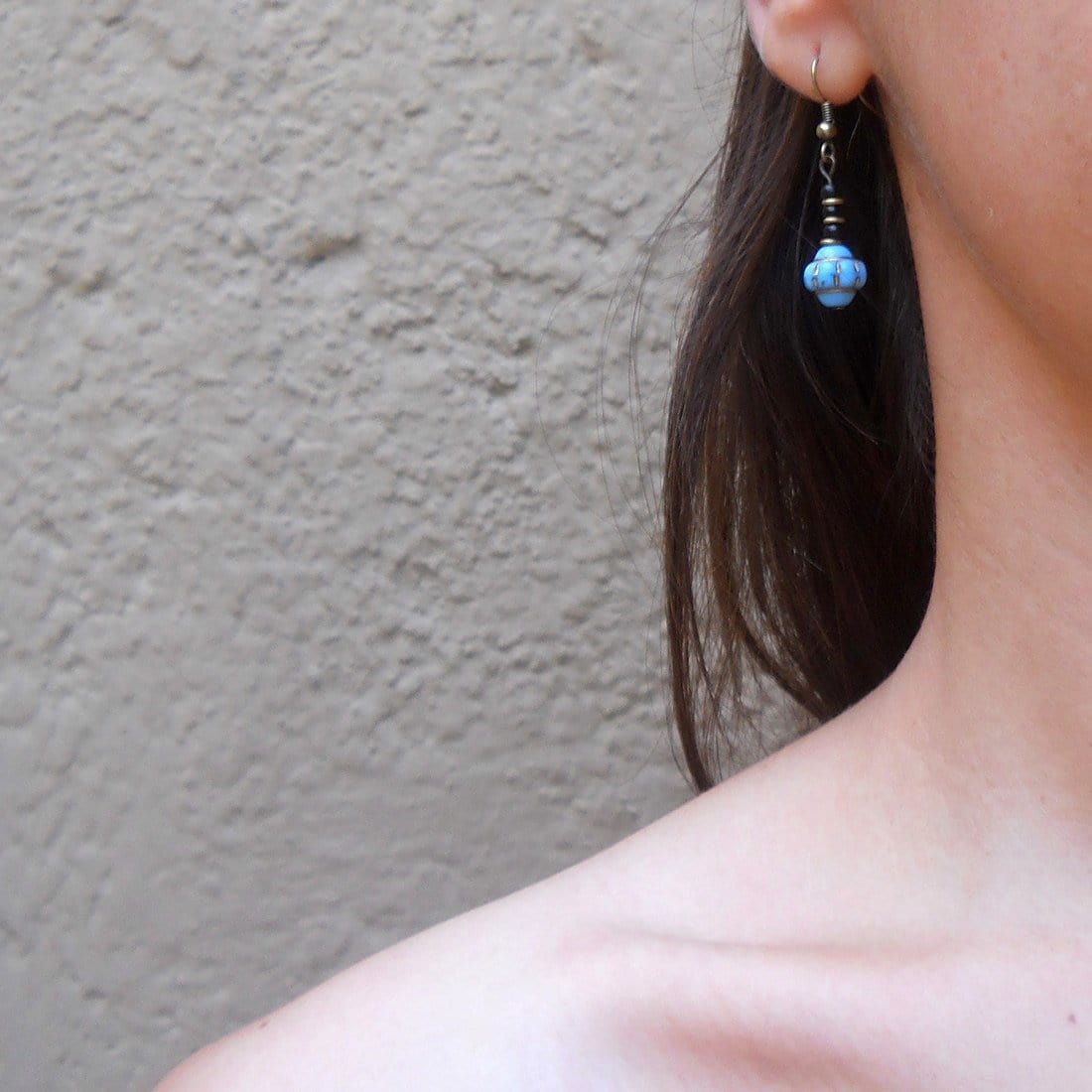 Earrings - Strength, Genuine Ebony and Hand Painted Bead Earrings
