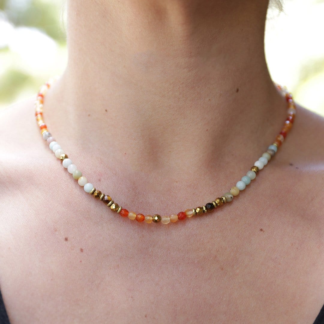 Necklaces - Carnelian And Amazonite Delicate Necklace