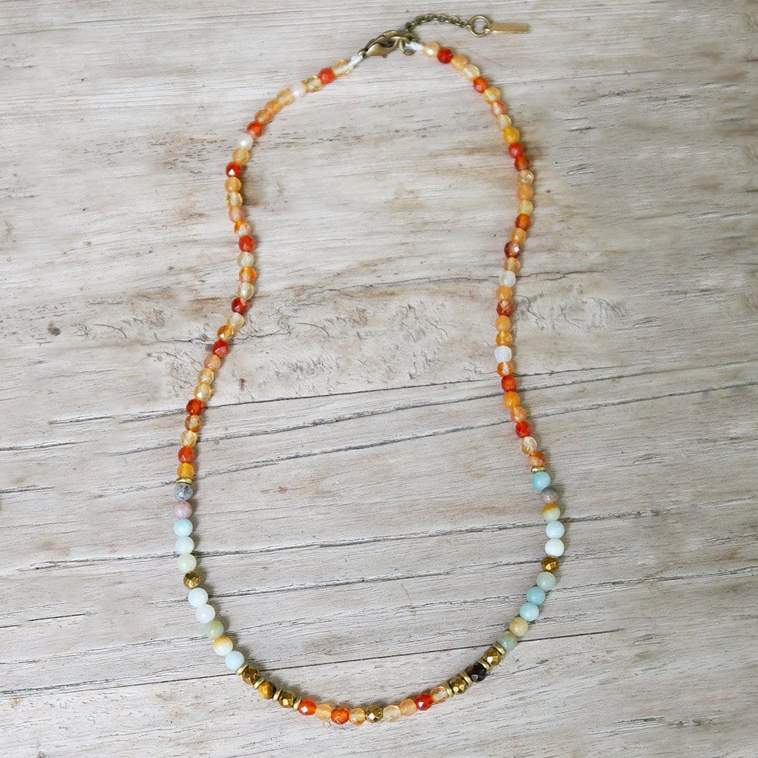Necklaces - Carnelian And Amazonite Delicate Necklace