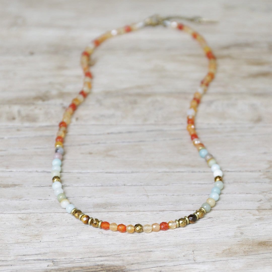 Necklaces - Carnelian And Amazonite Delicate Necklace