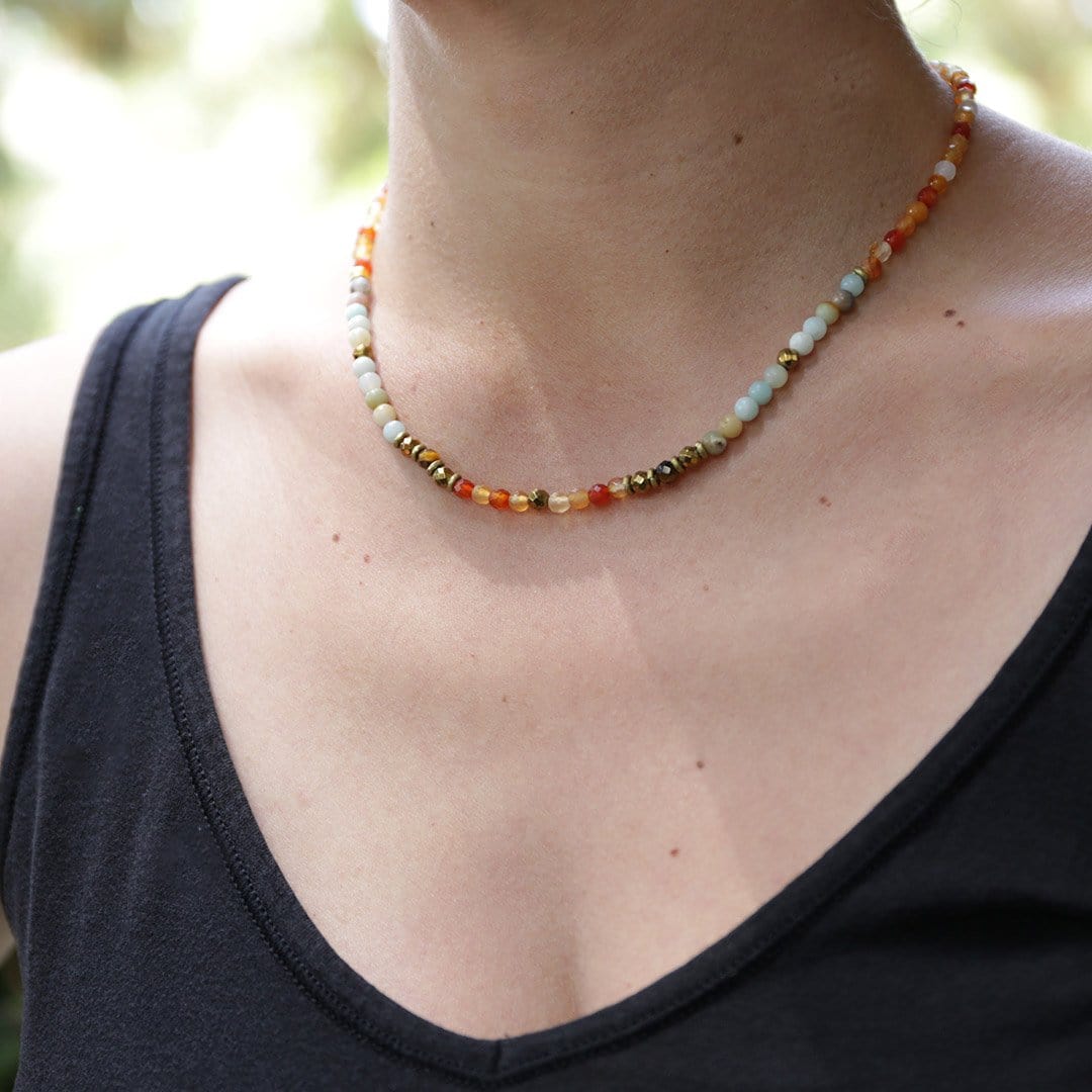 Necklaces - Carnelian And Amazonite Delicate Necklace