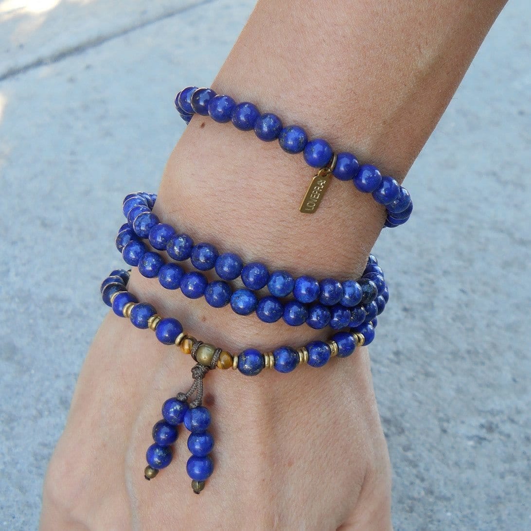 Necklaces - Compassion, Lapis Lazuli Gemstone 108 Bead Mala Convertible Necklace