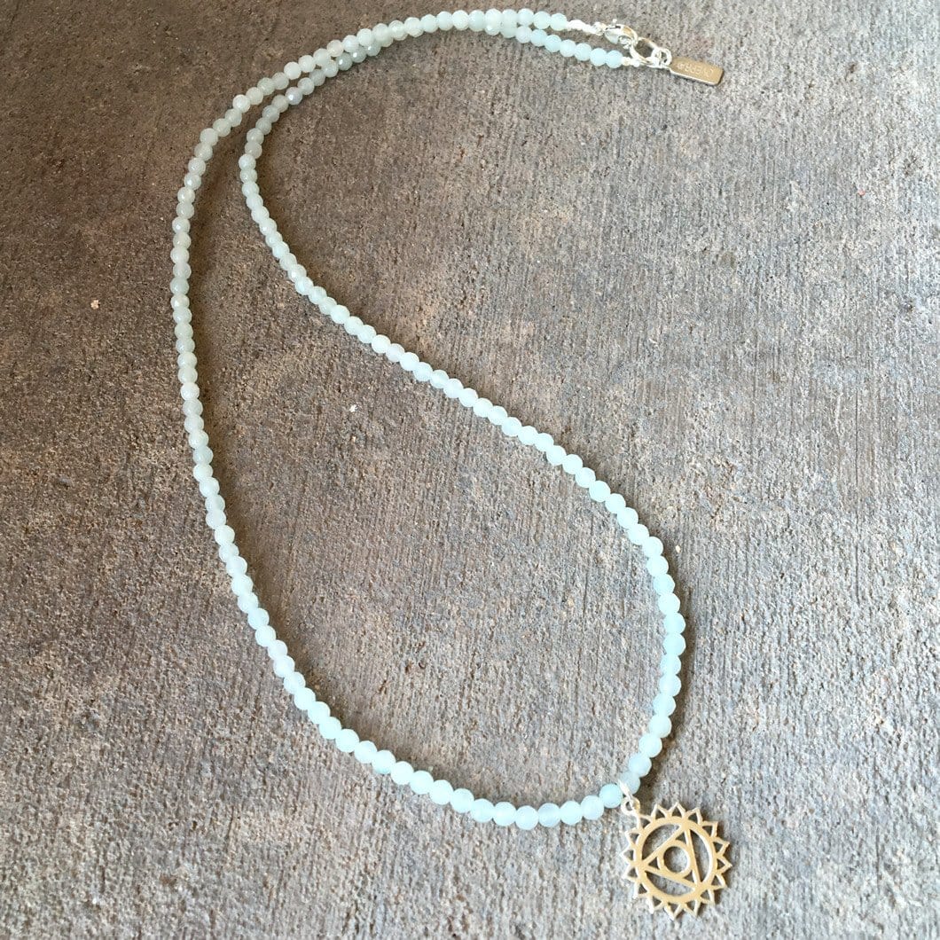 Necklaces - Fine Faceted Amazonite And Sterling Silver 'Throat Chakra' Pendant Necklace