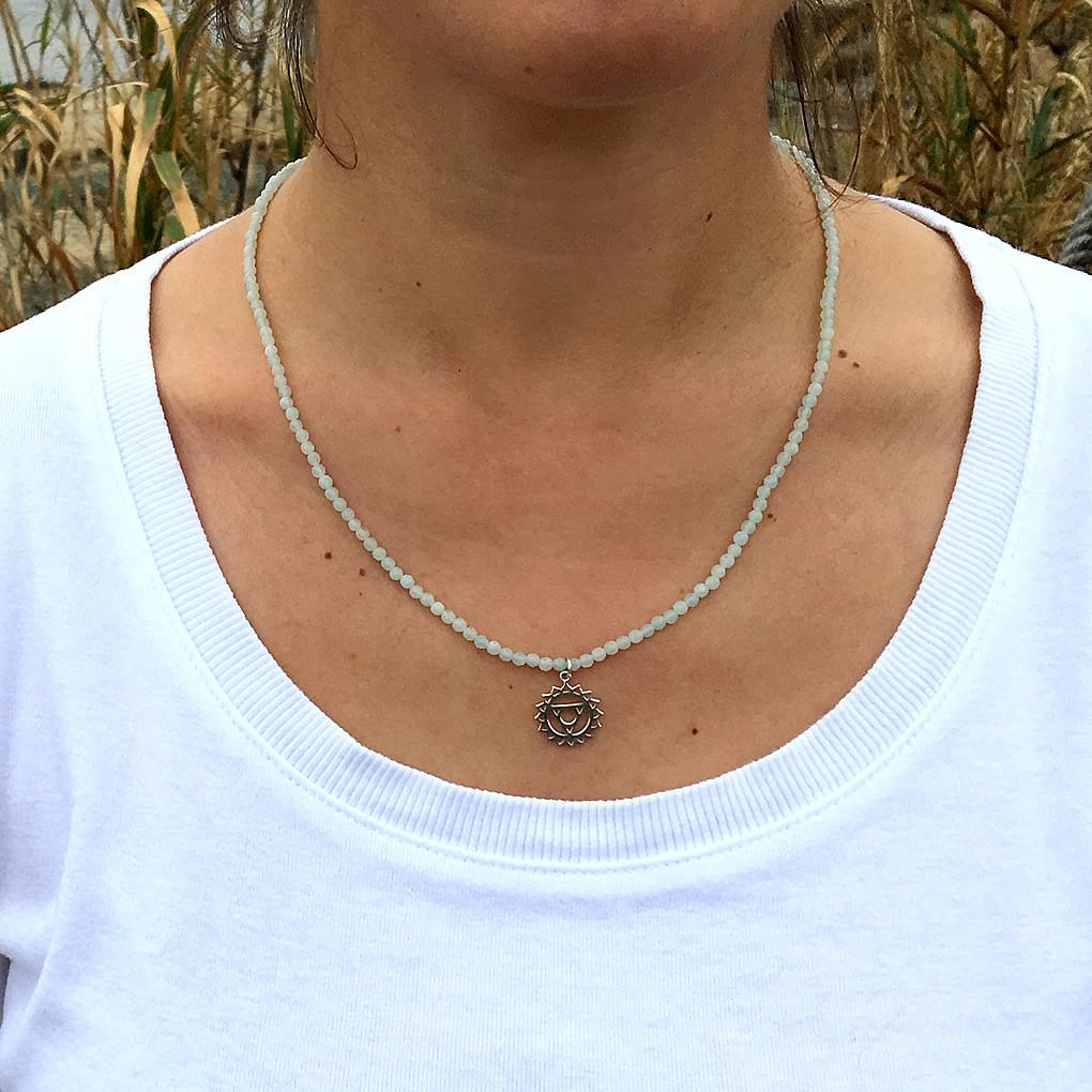 Necklaces - Fine Faceted Amazonite And Sterling Silver 'Throat Chakra' Pendant Necklace