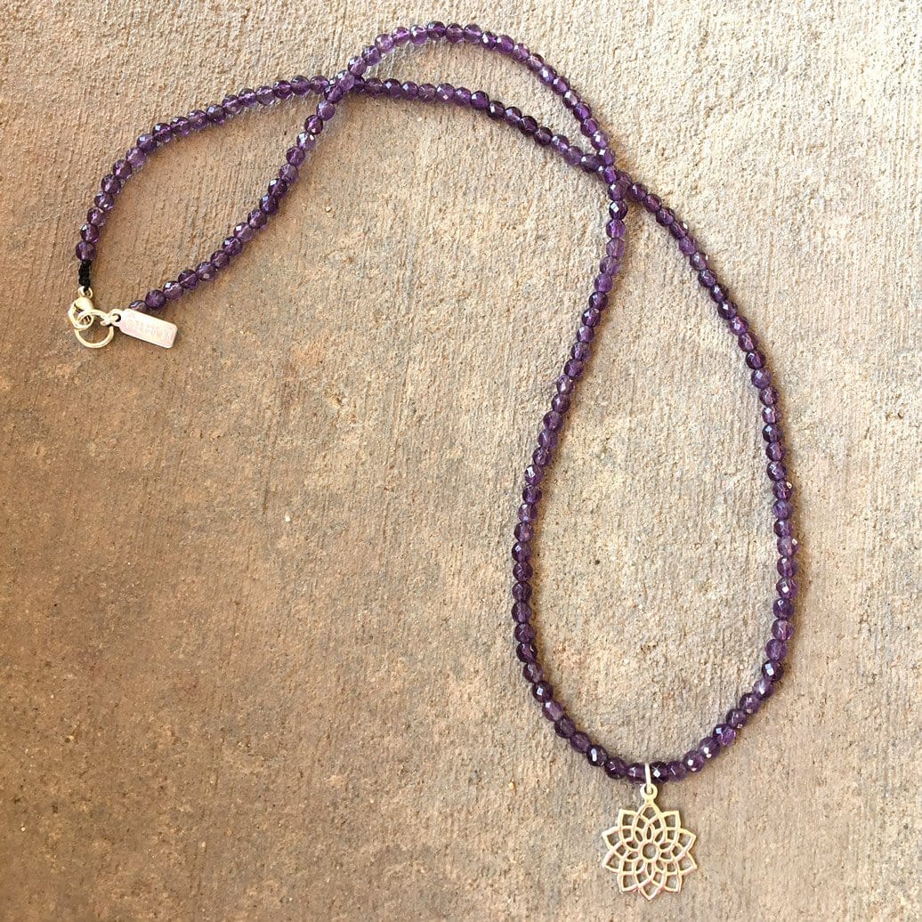 Necklaces - Fine Faceted Amethyst And Sterling Silver 'Crown Chakra' Pendant Necklace