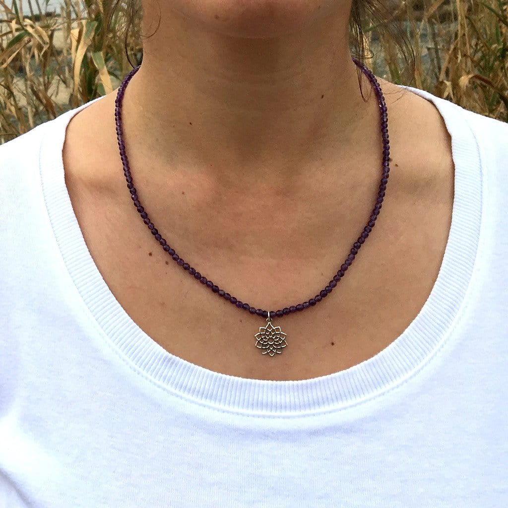 Necklaces - Fine Faceted Amethyst And Sterling Silver 'Crown Chakra' Pendant Necklace