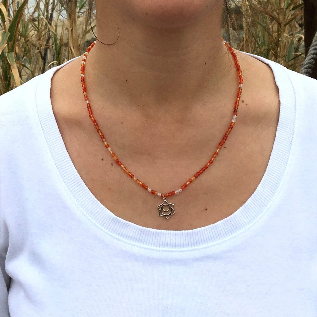 Necklaces - Fine Faceted Carnelian And Sterling Silver 'Sacral Chakra' Pendant Necklace