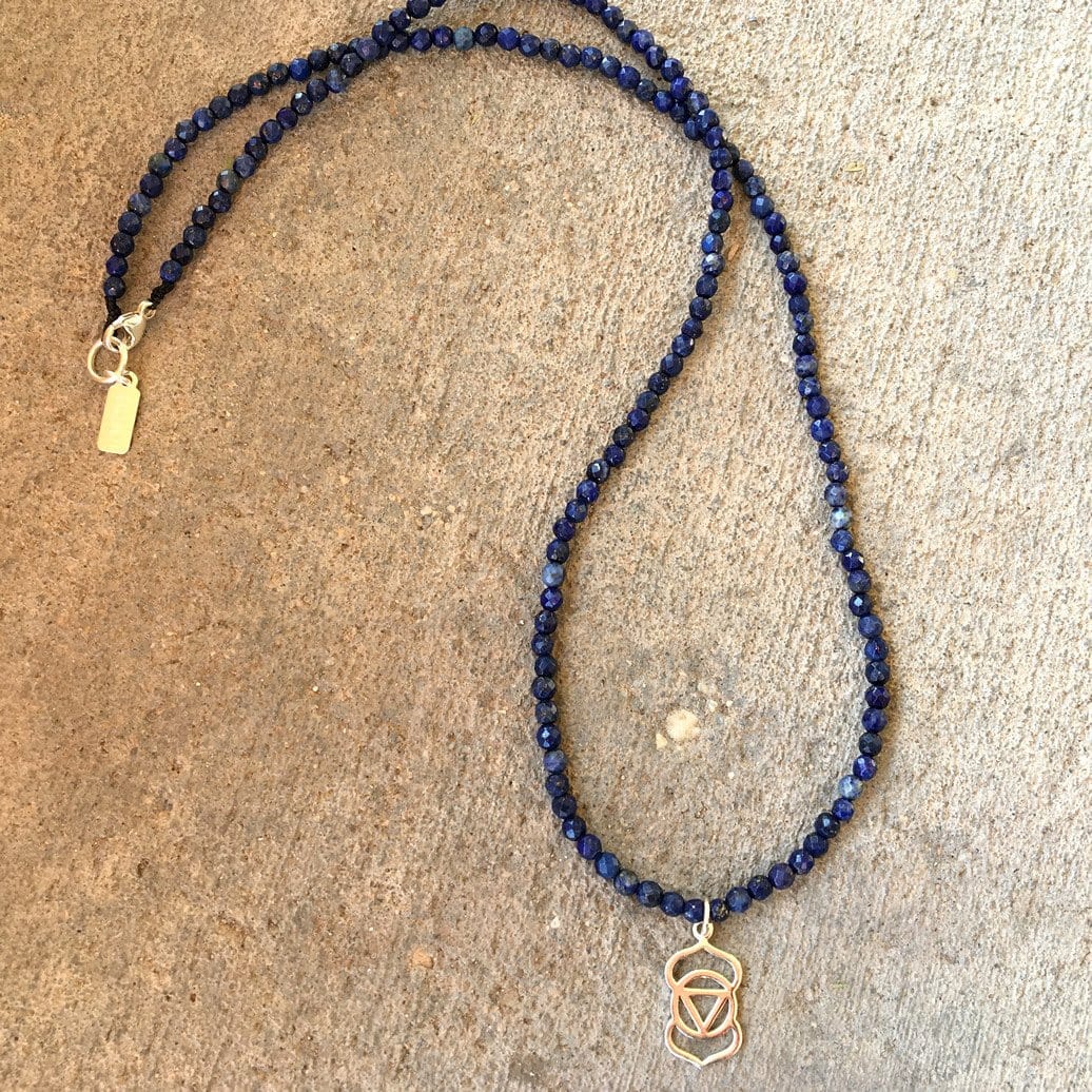 Necklaces - Fine Faceted Lapis Lazuli And Sterling Silver 'Third Eye Chakra' Pendant Necklace