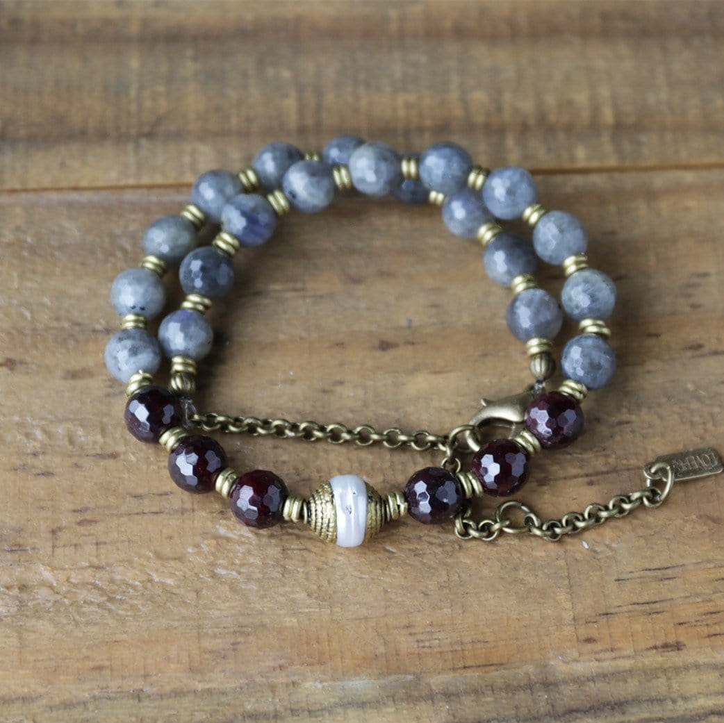 Necklaces - Garnet And Labradorite "Love And Serendipity" Mala Choker