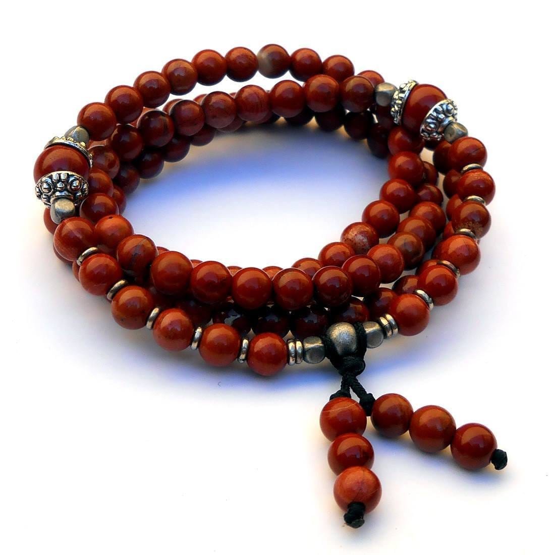 Necklaces - Grounding, 108 Bead Mala Red Jasper Wrap Bracelet Or Necklace