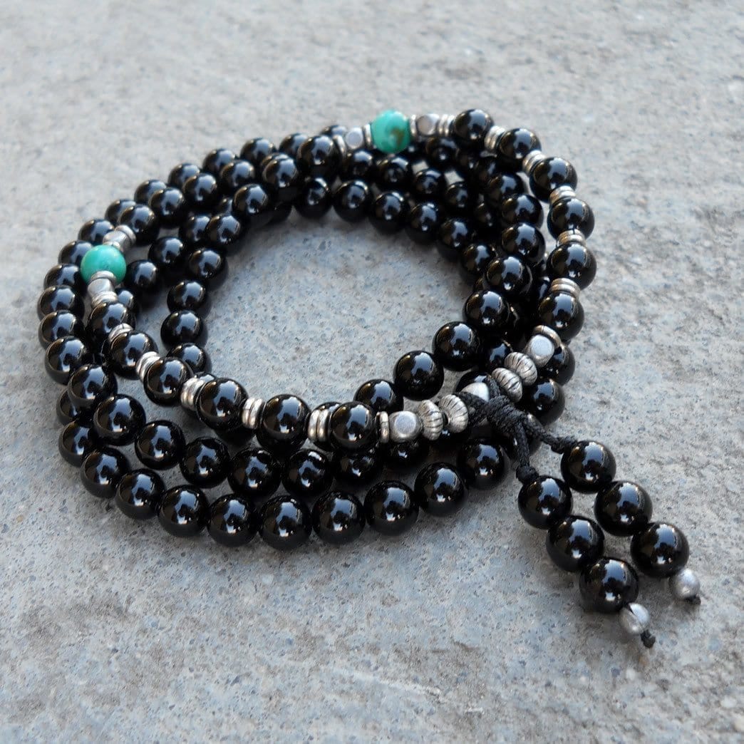Necklaces - Patience, 108 Bead Mala Onyx Wrap Bracelet Or Necklace