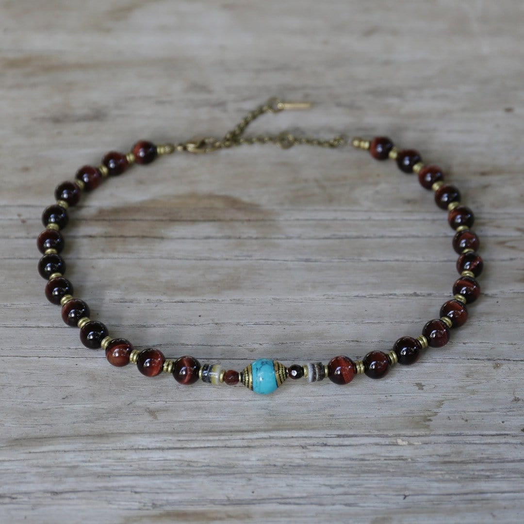 Necklaces - Red Tiger's Eye "Prosperity And Protection" Mala Choker