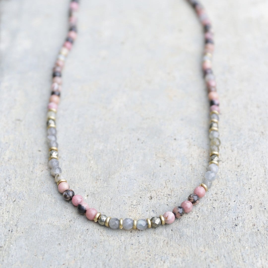 Necklaces - Rhodonite And Labradorite Delicate Necklace