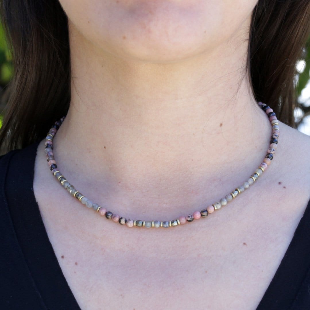 Necklaces - Rhodonite And Labradorite Delicate Necklace