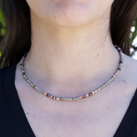 Necklaces - Rhodonite And Labradorite Delicate Necklace