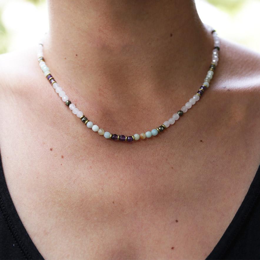 Necklaces - Rose Quartz And Amazonite Delicate Necklace