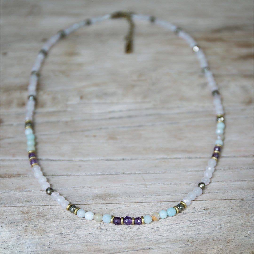 Necklaces - Rose Quartz And Amazonite Delicate Necklace