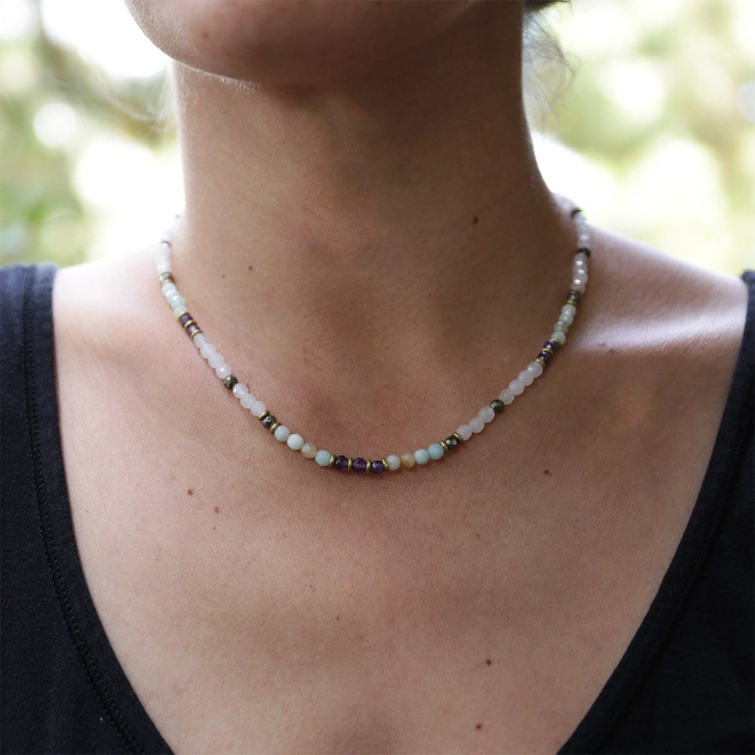Necklaces - Rose Quartz And Amazonite Delicate Necklace