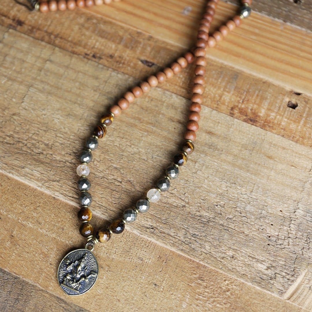Necklaces - Sandalwood Solar Plexus Chakra Mala Necklace