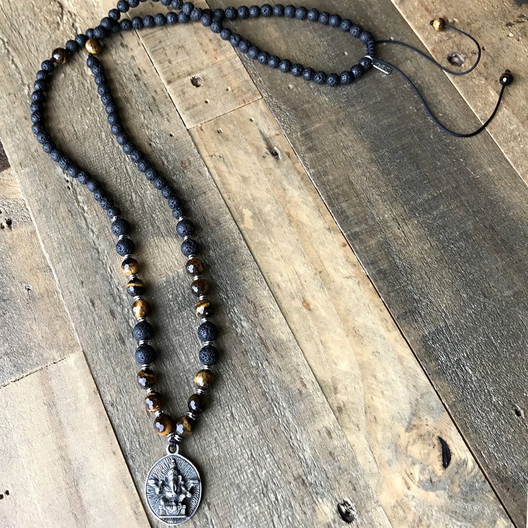 Necklaces - Solar Plexus Chakra Aromatherapy Mala Necklace With Ganesh Pendant