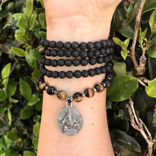 Necklaces - Solar Plexus Chakra Aromatherapy Mala Necklace With Ganesh Pendant