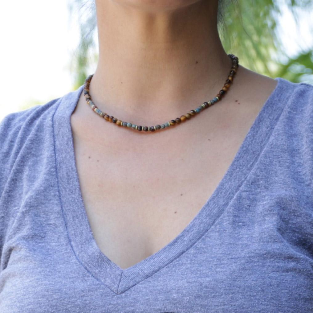 Necklaces - Tiger's Eye And Agate Delicate Necklace