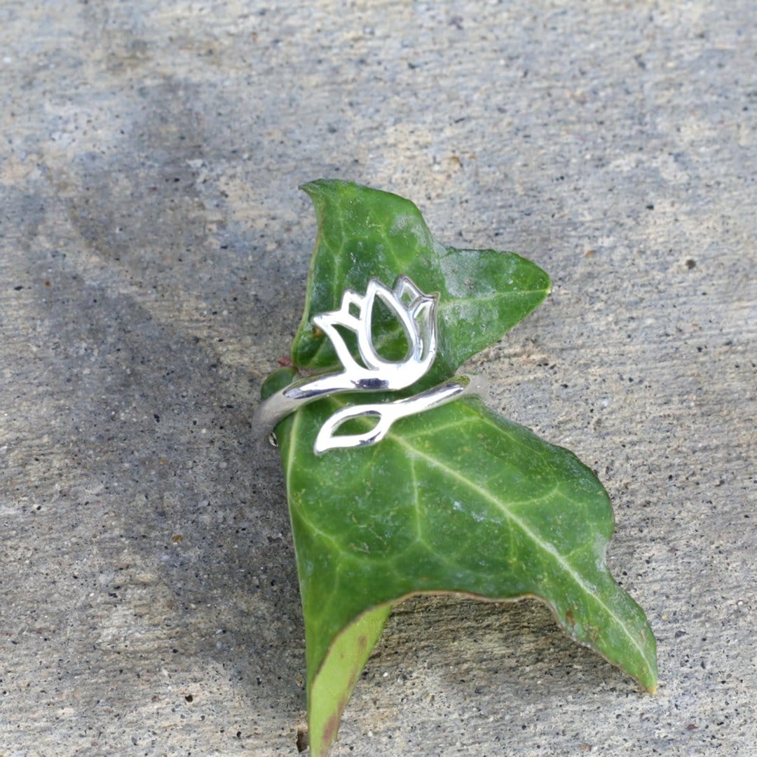 Ring - Lotus Ring, Adjustable Sterling Silver Ring