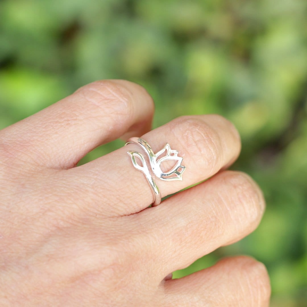 Ring - Lotus Ring, Adjustable Sterling Silver Ring