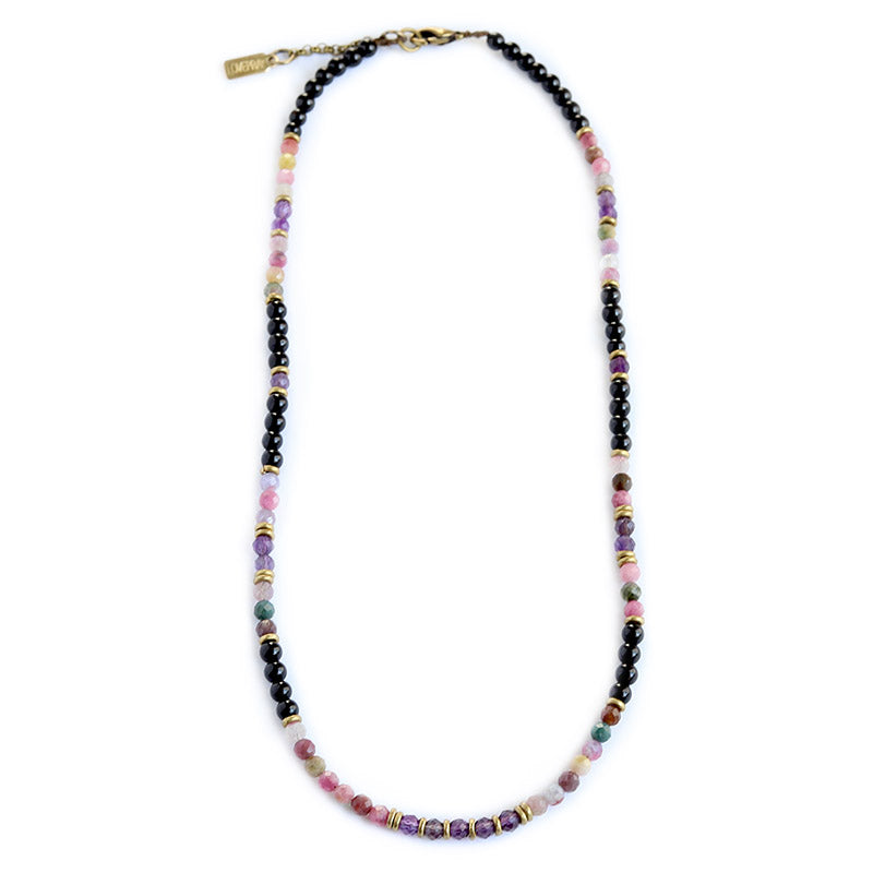 "Protection and Good Energy" Watermelon Tourmaline and Black Tourmaline Necklace