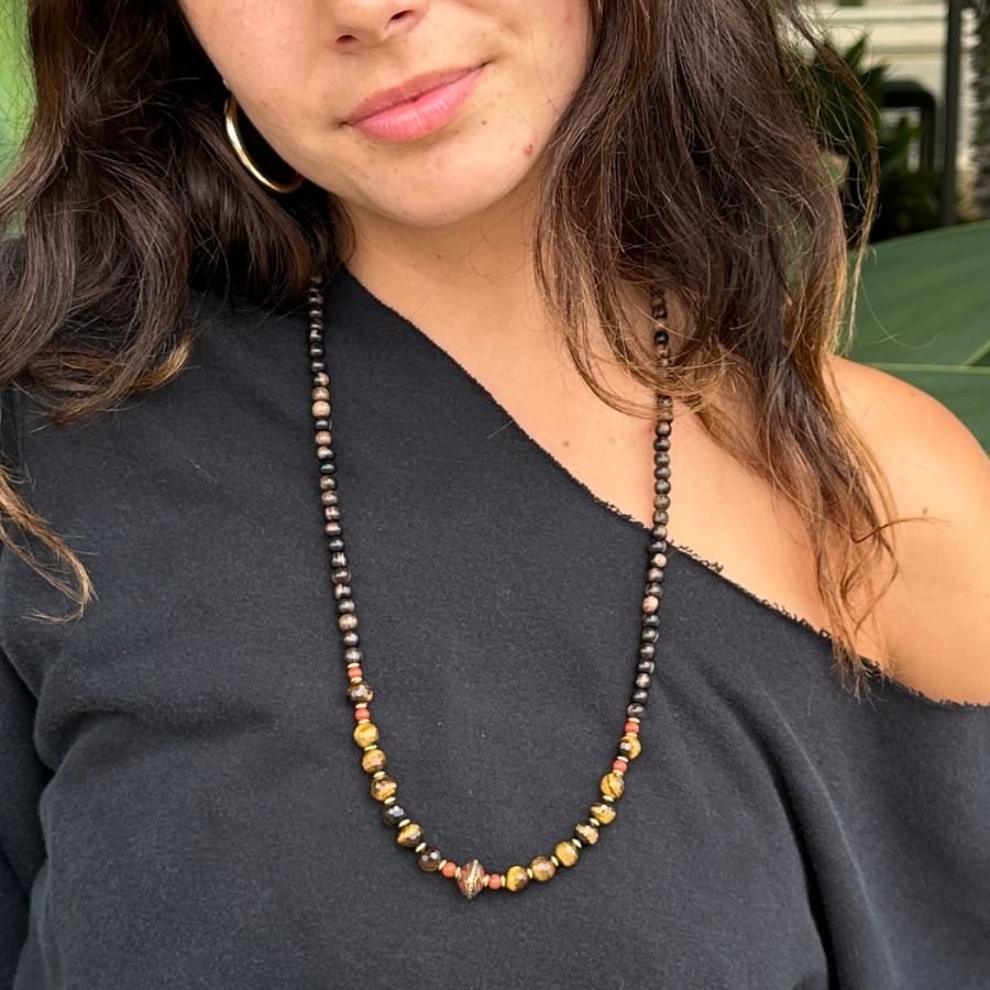Tiger's Eye & Ebony Mala Necklace *Final Sale*