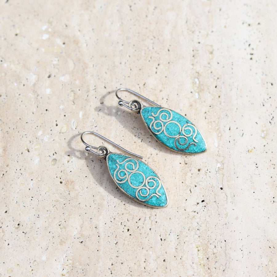 Turquoise Inlaid Earrings *Final Sale*