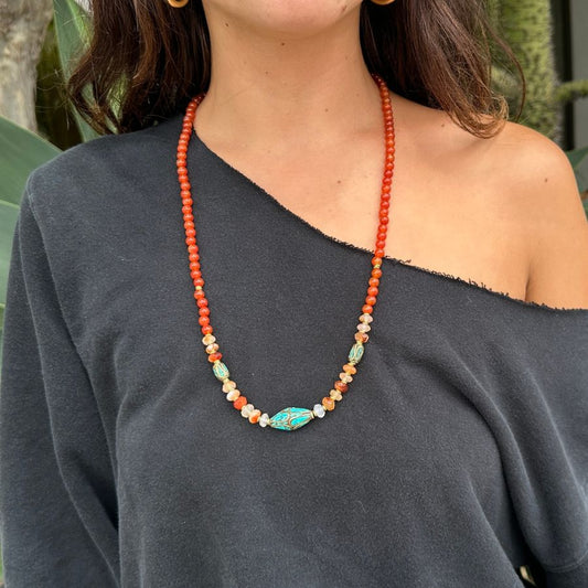 Carnelian & Turquoise Mala Necklace *Final Sale*