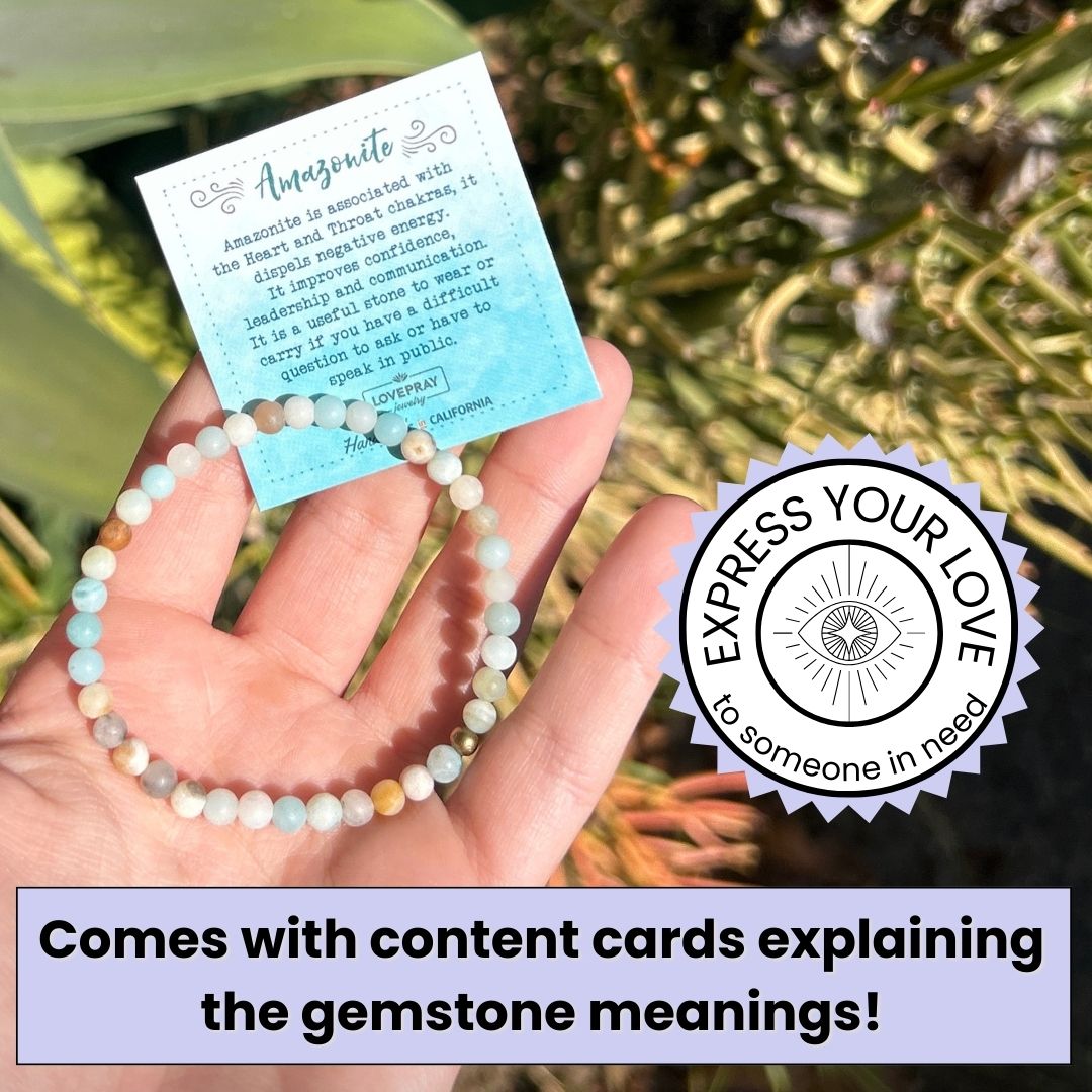 Genuine Matte Amazonite delicate bracelet with meaning cards 