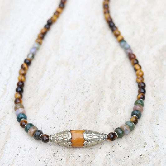 Amber & Tiger's Eye Necklace *Final Sale*