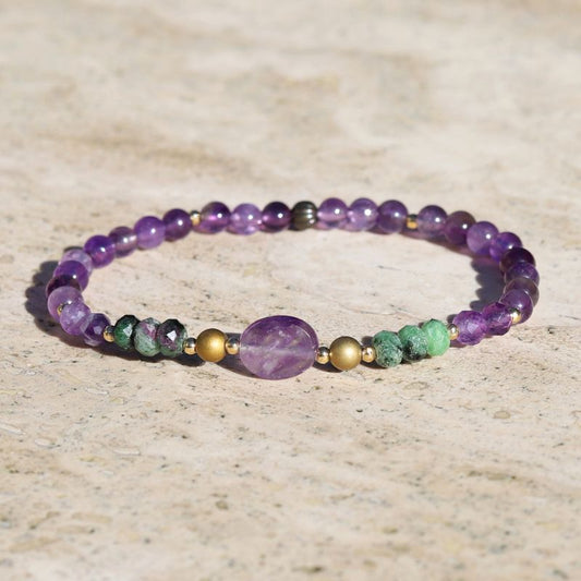 Amethyst Ruby and Zoisite Bracelet